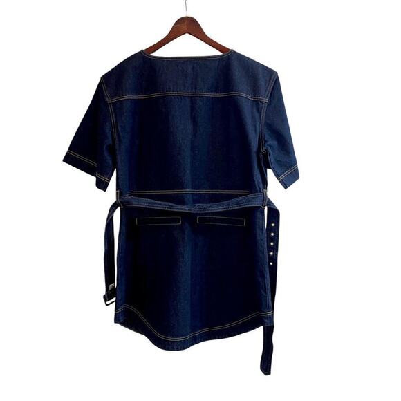 Shona Joy Womens Sz 12 Rita Patch Pocket Mini Dress in Deep Indigo Dark Wash NEW - Picture 7 of 10